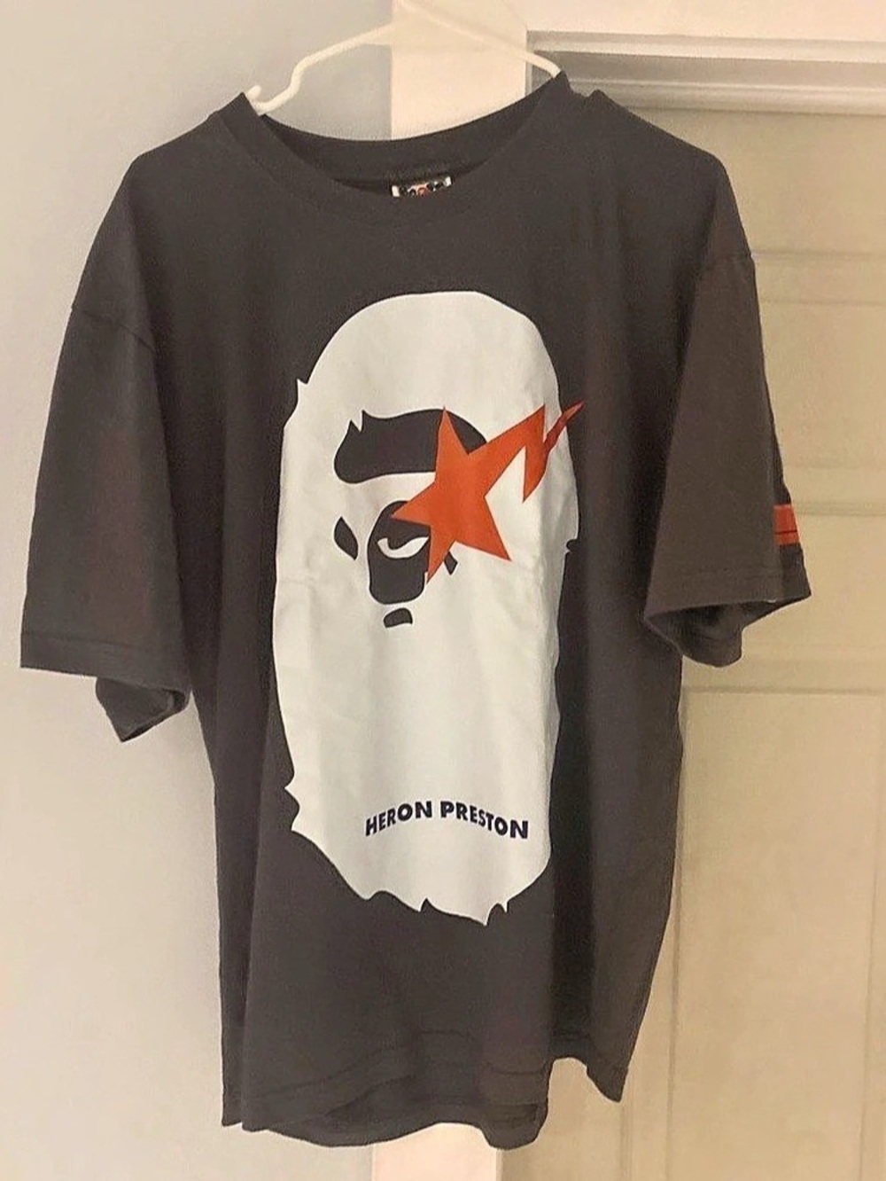 A Bathing Ape Heron Preston Graphic Tee Black & White Large